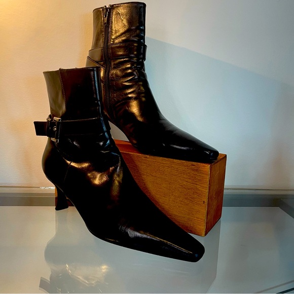 Stuart Weitzman silver buckle zip bootie - Picture 2 of 4